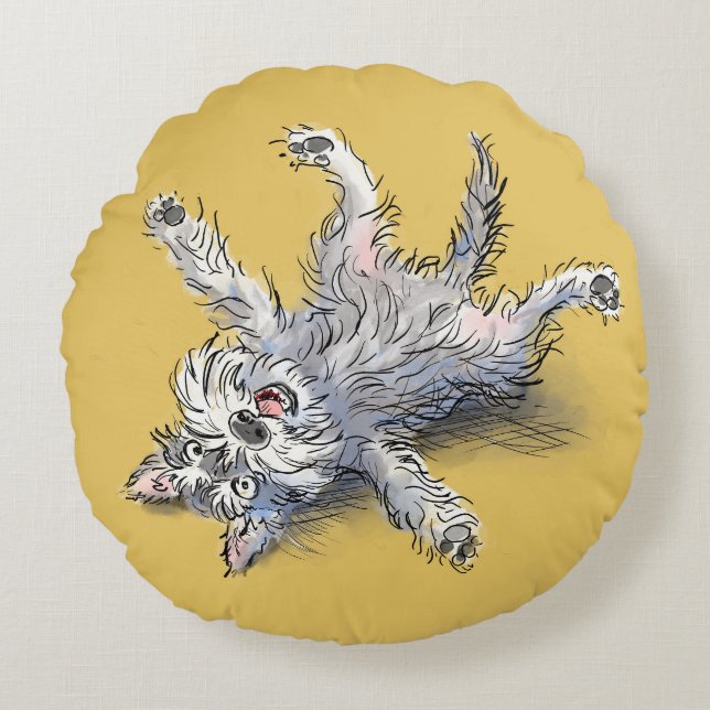 Funny Rolling Schnauzer Snuggle Round Pillow (Front)