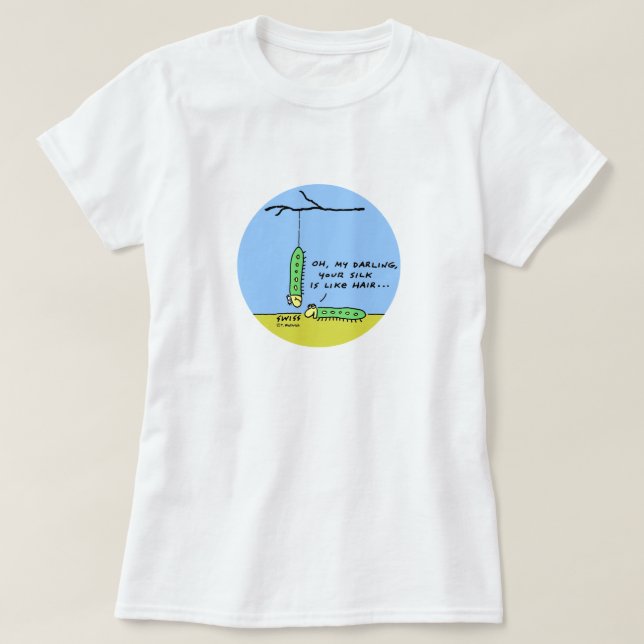 Funny Romantic Cartoon Caterpillars in Love T-Shirt (Design Front)