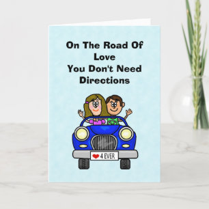 Funny Romantic Couple Riding In Car Card