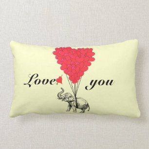 Funny romantic elephant Valentines Lumbar Pillow