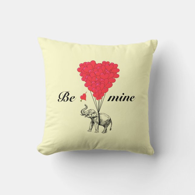 Funny romantic elephant Valentines Throw Pillow (Front)