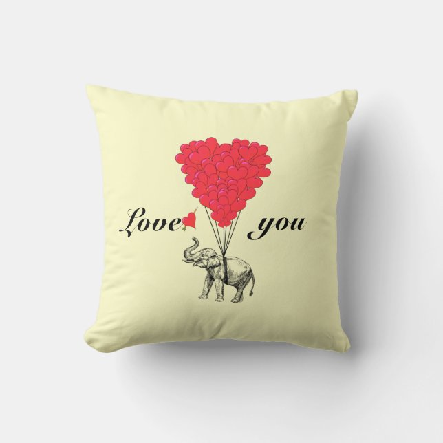 Funny romantic elephant Valentines Throw Pillow (Front)