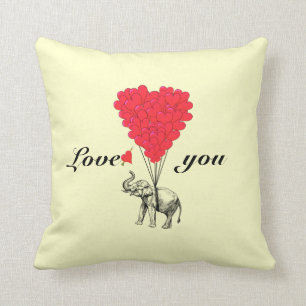 Funny romantic elephant Valentines Throw Pillow