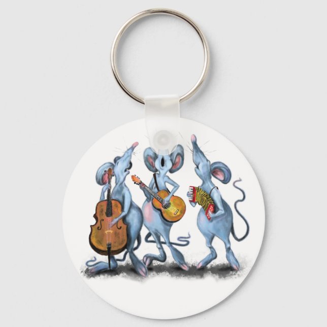 Funny Romantic Mouse Band - Cartoon Animal Drawing Keychain (Front)