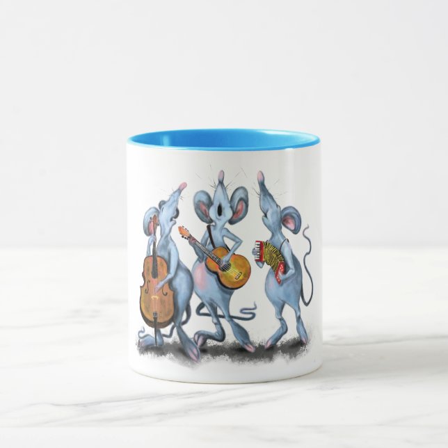 Funny Romantic Mouse Band - Cartoon Animal Drawing Mug (Center)