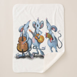 Funny Romantic Mouse Band - Cartoon Animal Drawing Sherpa Blanket