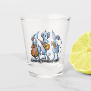 Funny Romantic Mouse Band - Cartoon Animal Drawing Shot Glass