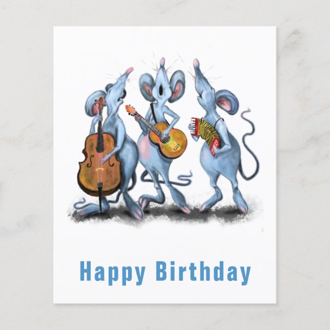 Funny Romantic Mouse Band - Happy Birthday Flyer (Front)