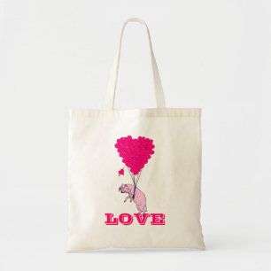 Funny romantic pig valentines love tote bag