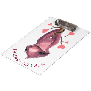 Funny Romantic Sloth Smile Cartoon Animal Drawing  Clipboard