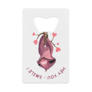 Funny Romantic Sloth Smile Cartoon Animal Drawing  Credit Card Bottle Opener