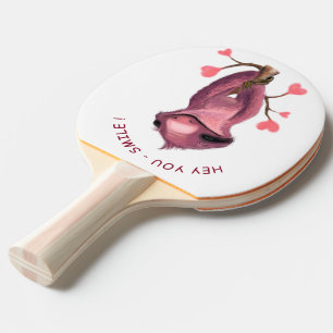 Funny Romantic Sloth Smile Cartoon Animal Drawing  Ping Pong Paddle