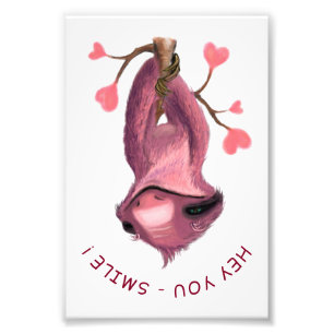 Funny Romantic Sloth Smile Cartoon - Customizable Photo Print