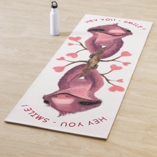 Funny Romantic Sloth Smile Cartoon Drawing - Fun Yoga Mat