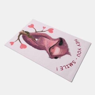 Funny Romantic Sloth Smile Doormat