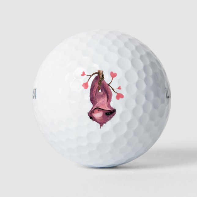 Funny Romantic Sloth Smile Golf Balls (Front)