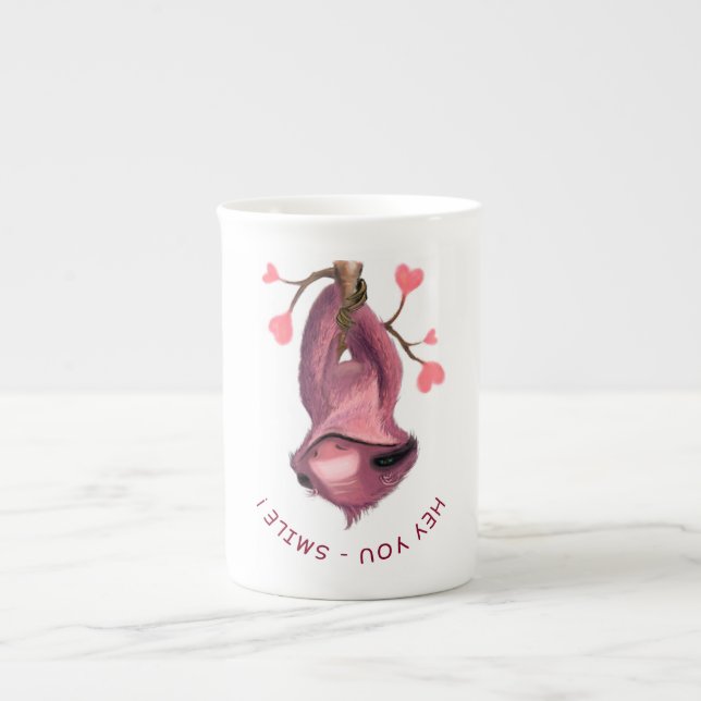 Funny Romantic Sloth Smile Mug Playful (Front)
