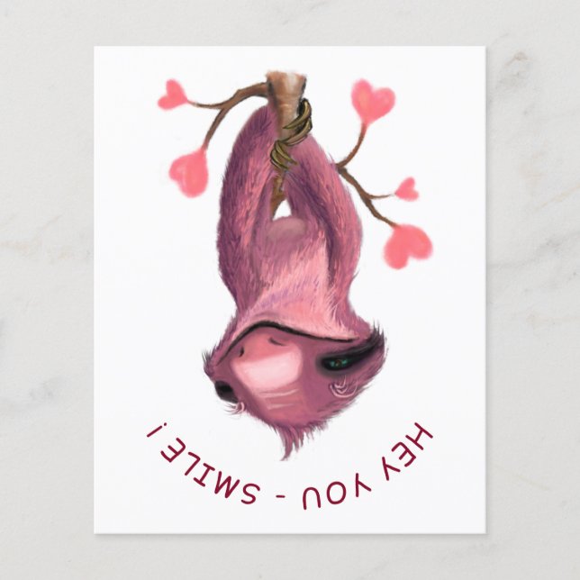 Funny Romantic Sloth Smile Playful Flyer (Front)