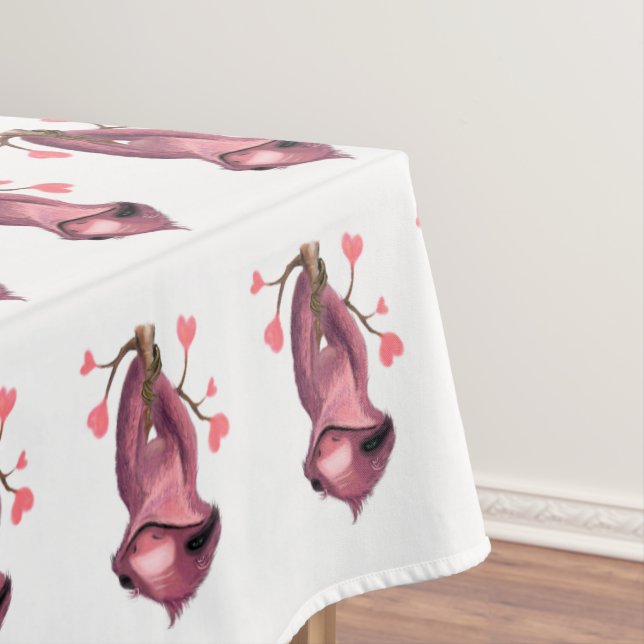 Funny Romantic Sloth Smile Tablecloth (In Situ)