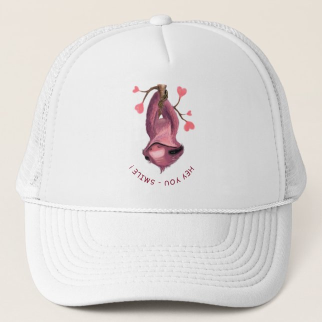 Funny Romantic Sloth Smile Trucker Hat (Front)