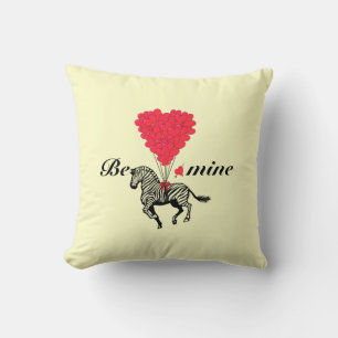 Funny romantic zebra Valentines Throw Pillow