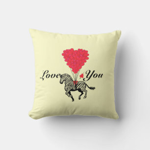 Funny romantic zebra Valentines Throw Pillow