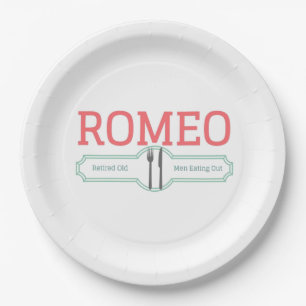 Funny Romeo Retired Old Men Eating Out Paper Plate