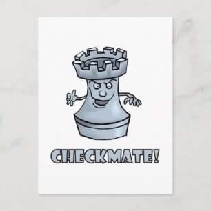 Funny rook chess piece (cartoon) checkmate! postcard