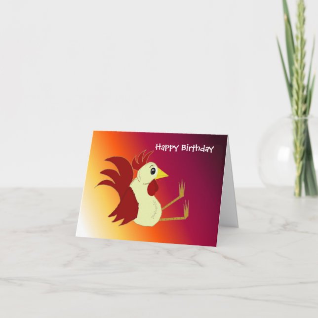 Funny Rooster Birthday Card (Front)