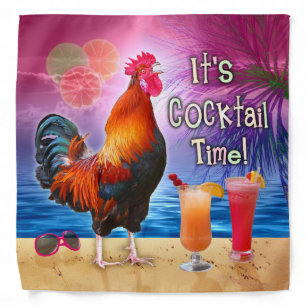 Funny Rooster Chicken Cocktails Tropical Beach Sea Bandana