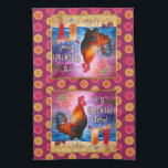 Funny Rooster Chicken Cocktails Tropical Beach Sea Kitchen Towel<br><div class="desc">The chicken in this humourous design knows what time it is - it's time to drink, of course, because it's COCKtail time! This silly tropical design is perfect for anyone who loves the sea and chickens and margaritas and paradise and endless summer. It shows a rooster crowing with a couple...</div>
