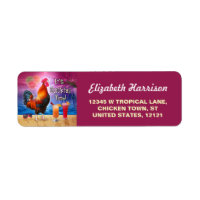 Funny Rooster Chicken CocktailTropical Beach Sea