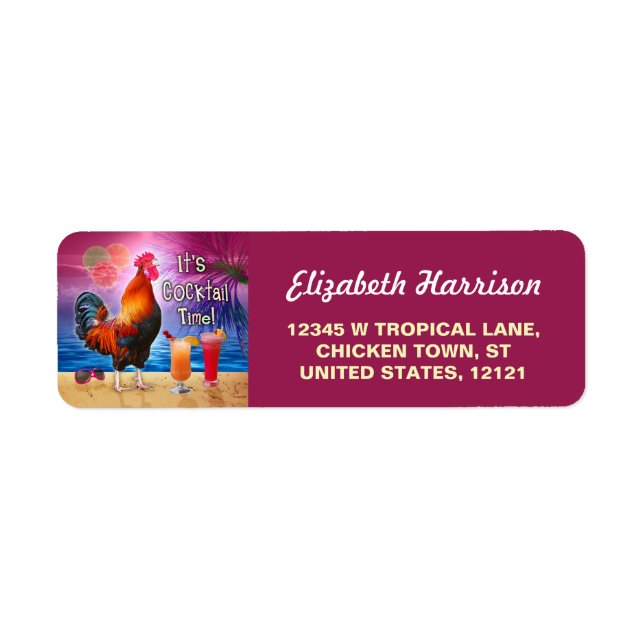 Funny Rooster Chicken CocktailTropical Beach Sea (Front)