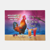 Funny Rooster Chicken Drinking Tropical Beach Name