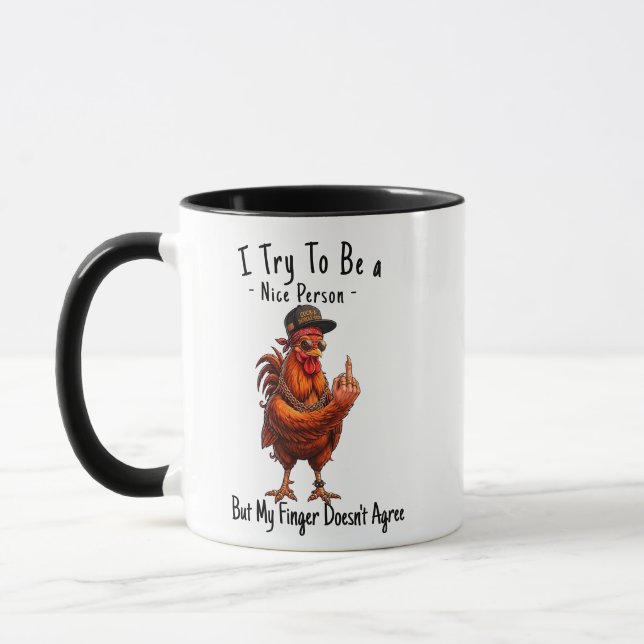 Funny Rooster Coffee Mug -  Sarcastic Bad Mouth (Left)