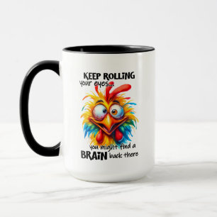 Funny rooster coffee word art monogram mug