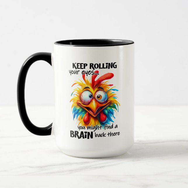 Funny rooster coffee word art monogram  mug (Left)