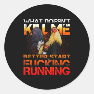Funny Rooster Fight Classic Round Sticker