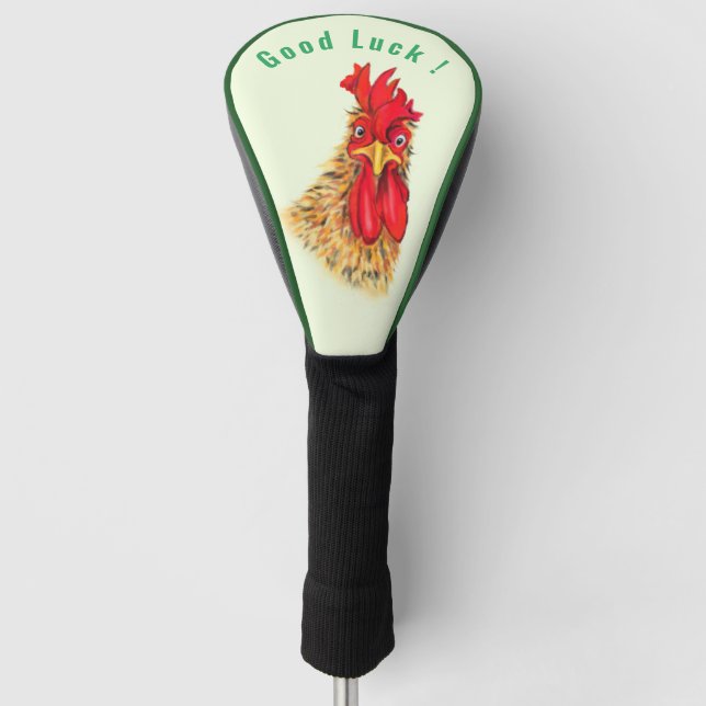 Funny Rooster Golf Head Cover with Custom Text (Front)