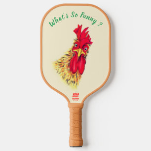 Funny Rooster Pickleball Paddle - Custom Text