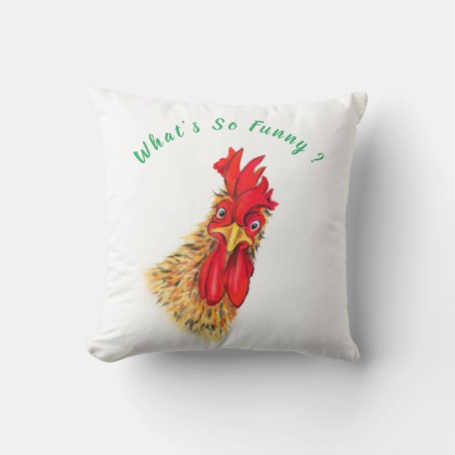 Funny Rooster Pillow - Custom Text (Front)