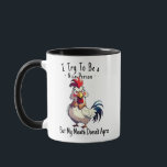Funny Rooster Sarcastic Pun Coffee Mug - Bad Mouth<br><div class="desc">This "Funny Rooster Cup" mug delivers a dose of sarcastic, bad-mouth pun humor perfect for coffee lovers! Featuring hilarious chicken rooster wordplay, it's a top ice-breaker and conversation starter for all ages. An ideal bulk gift for coworkers, a personalized novelty mug for a boss, or a trendy hip gift for...</div>
