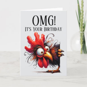 Funny Rooster Theme Birthday Card