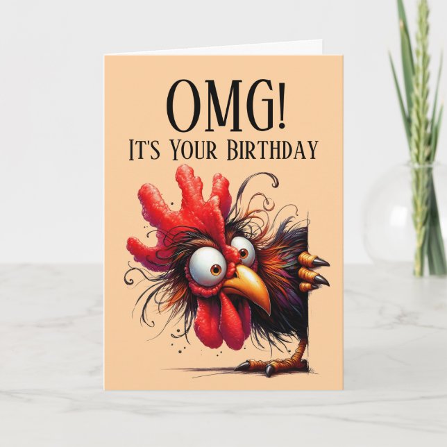 Funny Rooster Theme Birthday Card (Front)