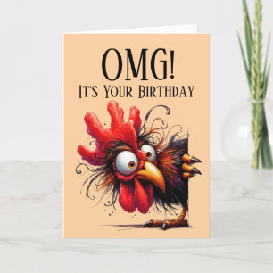 Funny Rooster Theme Birthday Card