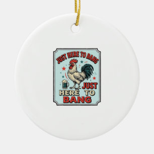 Funny Rooster Vintage Engraving Shirt Design (2)_1 Ceramic Ornament