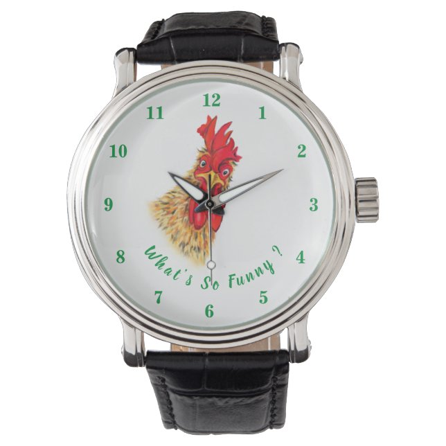 Funny Rooster Watch - Custom Text (Front)