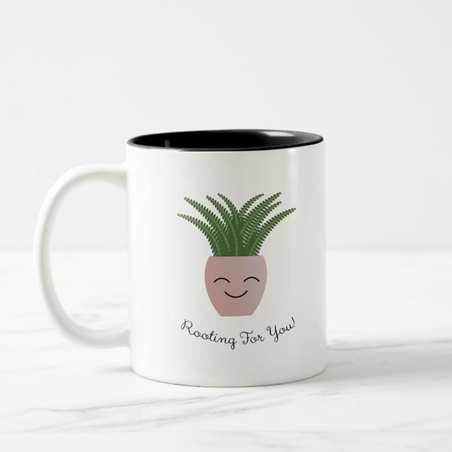 Funny Rooting for You Fern Two-Tone Coffee Mug (Left)