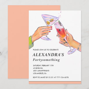  Funny Rose Gold Cocktail Champagne 47th birthday Invitation