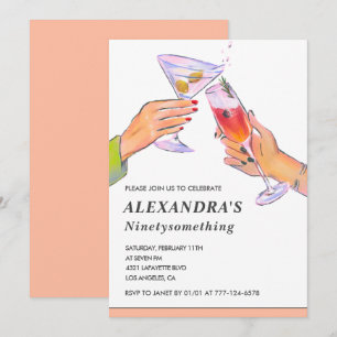 Funny Rose Gold Cocktail Champagne 99th birthday Invitation